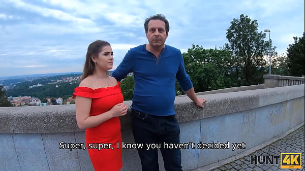 HUNT4K Prague_girl in_beautiful red dress takes it off for cash with_step dads permission